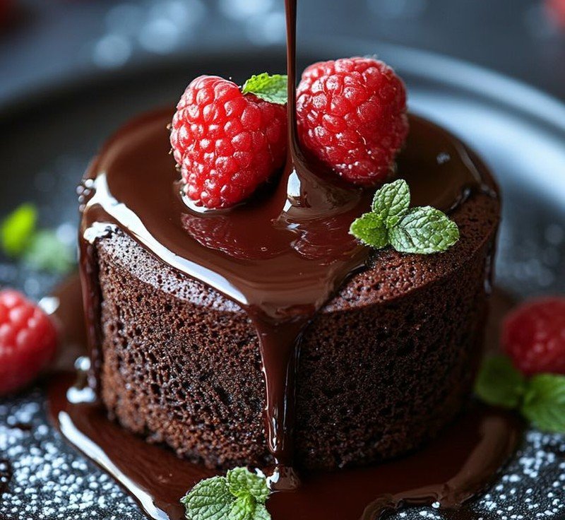 Chocolate syrup being poured