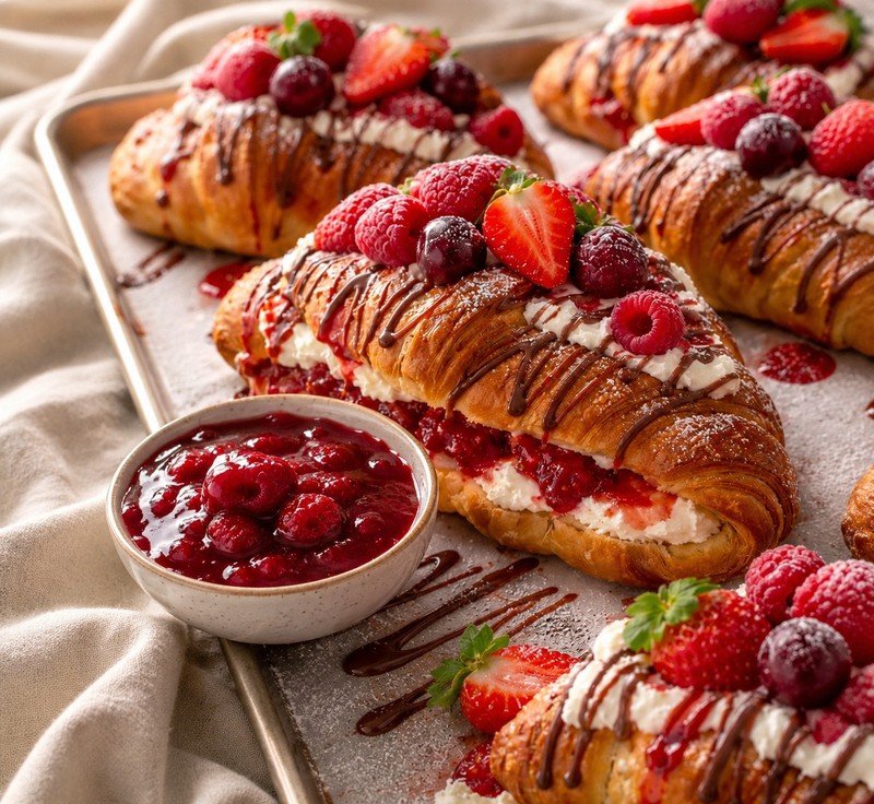 Jam with fresh berries and toast
