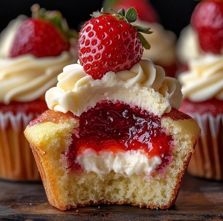Cupcake with a visible fruit jam filling